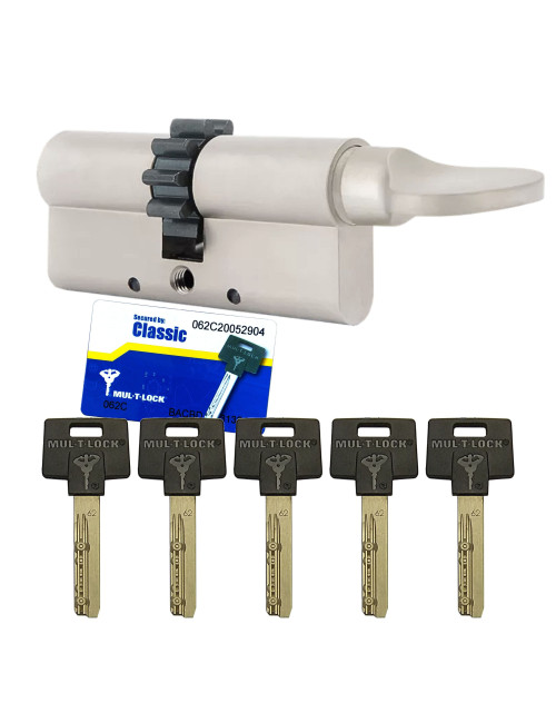 wkładka Mul-T-Lock Classic BW z gałką i zębatką, satyna