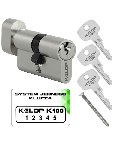 wkładka KELOP K100 z gałką nikiel system jednego klucza