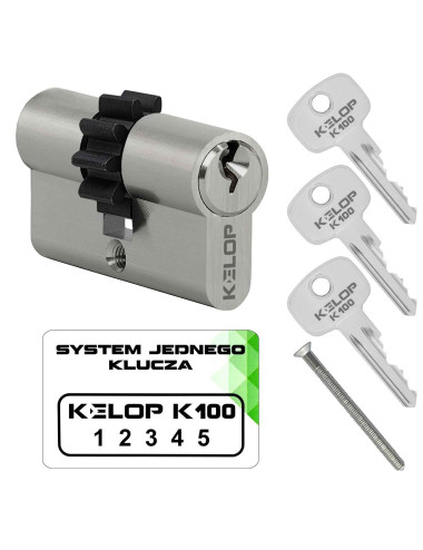 wkładka KELOP K100 z zębatką nikiel system jednego klucza